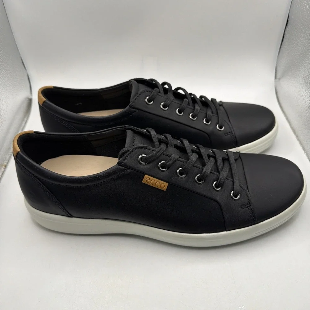 ECCO Soft 7 Men's Black Leather Shoes Low Top Shoes 430004 01001 EU44 US 10-10.5